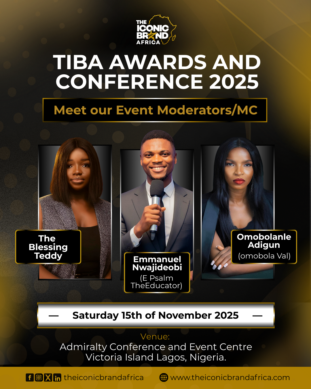 TIBA Awards moderators and MC announcement design